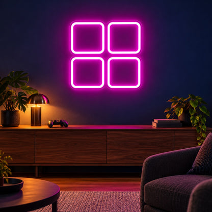 Four Rounded Squares LED Neon Sign - advertising view