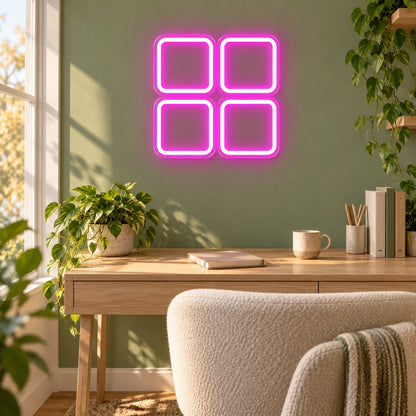 Four Rounded Squares LED Neon Sign - lifestyle view