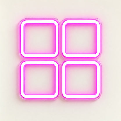 Four Rounded Squares LED Neon Sign - natural light view