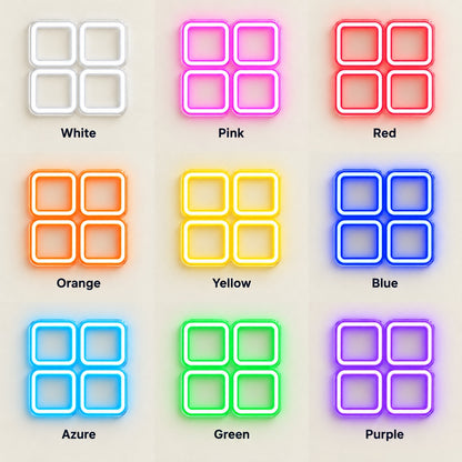 Four Rounded Squares LED Neon Sign - nine-color grid