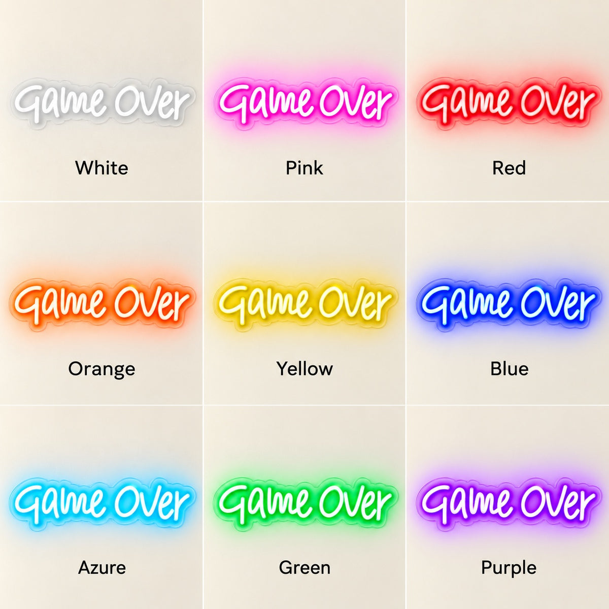 Game Over LED Neon Sign - nine-color grid