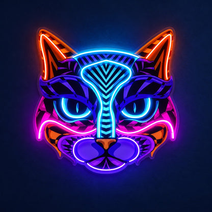 Geometric Cat Face LED Neon Sign - product hero