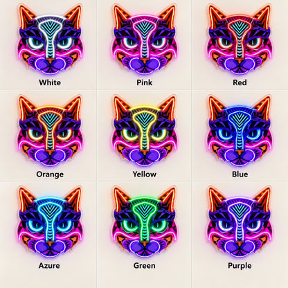 Geometric Cat Face LED Neon Sign - nine-color grid