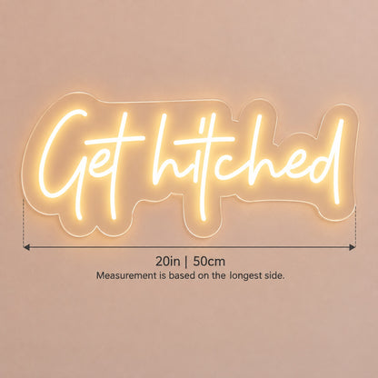 Get Hitched LED Neon Sign - size guide