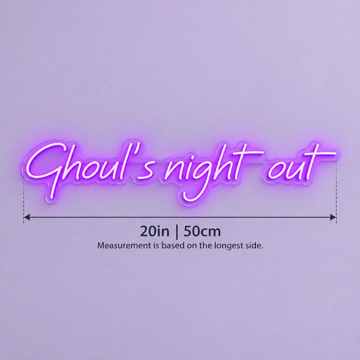 Ghoul's Night Out LED Neon Sign - size guide