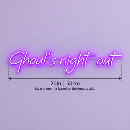 Ghoul's Night Out LED Neon Sign - size guide