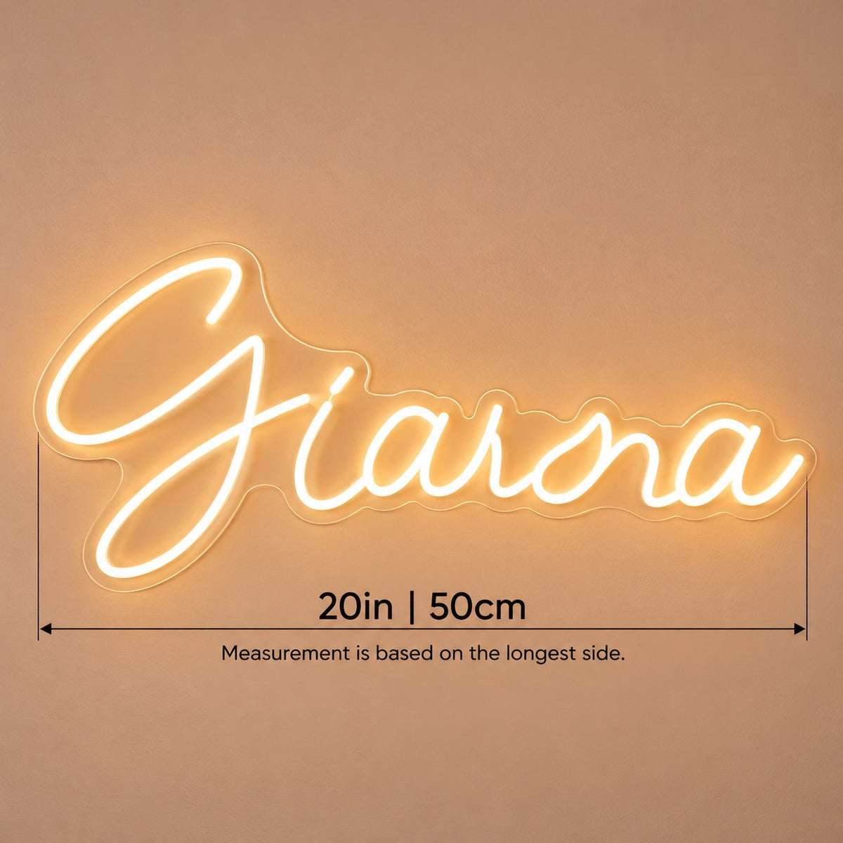 Giana LED Neon Sign - size guide