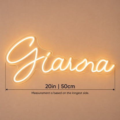 Giana LED Neon Sign - size guide