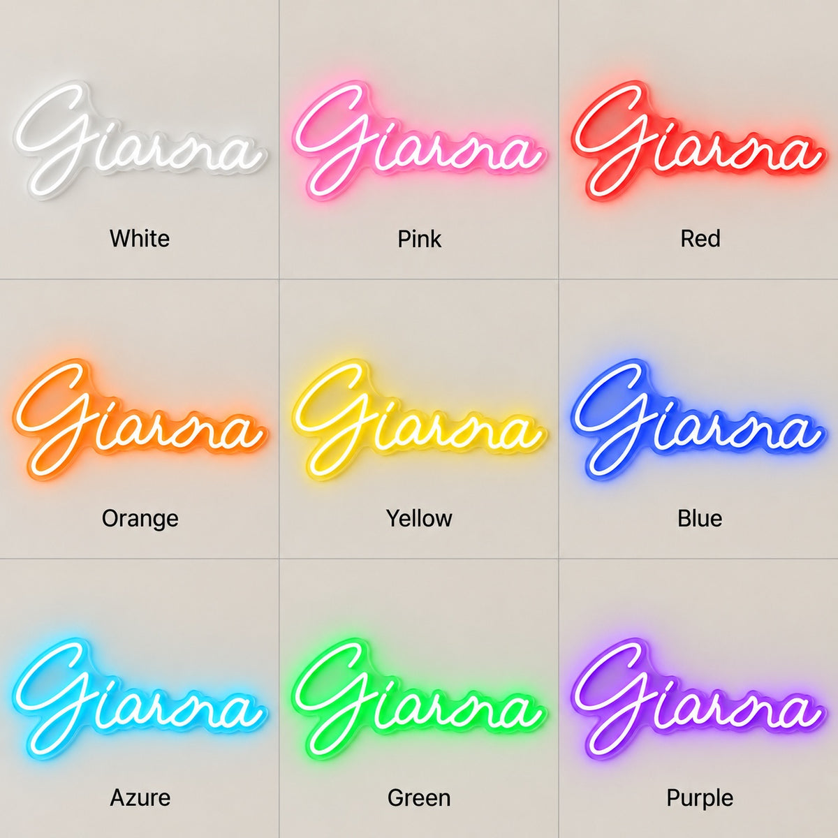 Giana LED Neon Sign - nine-color grid