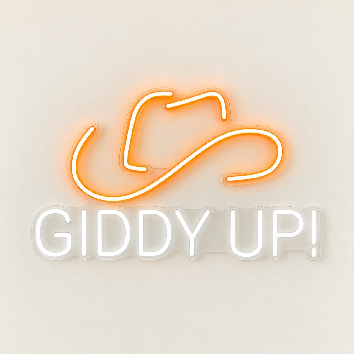 Giddy Up! Cowboy Hat LED Neon Sign - natural light view