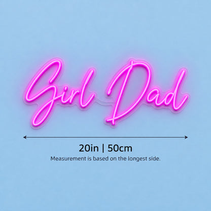 Girl Dad LED Neon Sign - size guide