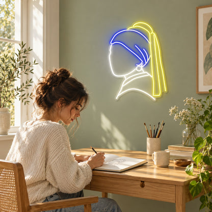 Girl With Pearl Earring LED Neon Sign - lifestyle view