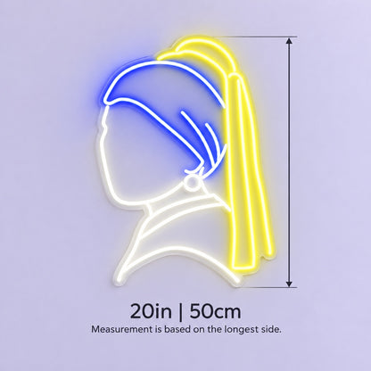Girl With Pearl Earring LED Neon Sign - size guide
