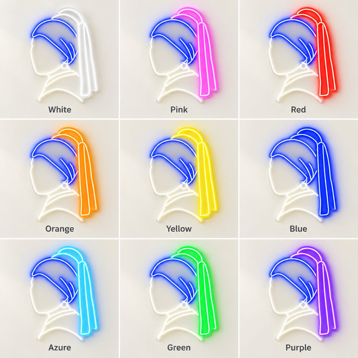Girl With Pearl Earring LED Neon Sign - nine-color grid