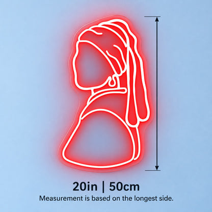 Girl With Pearl Earring LED Neon Sign - size guide