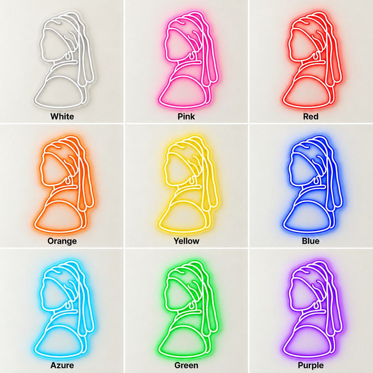 Girl With Pearl Earring LED Neon Sign - nine-color grid