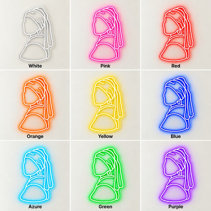 Girl With Pearl Earring LED Neon Sign - nine-color grid