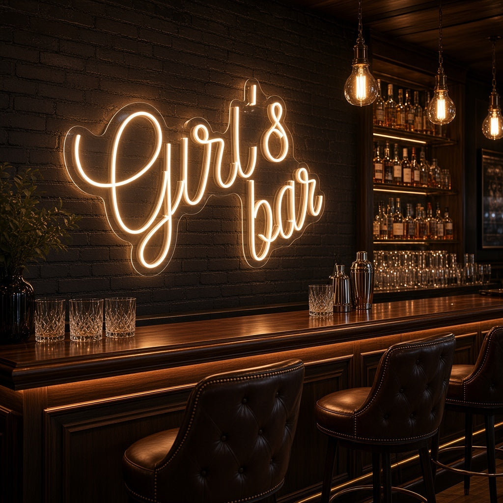 Girl's Bar LED Neon Sign - advertising view