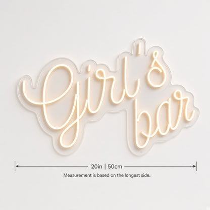 Girl's Bar LED Neon Sign - size guide