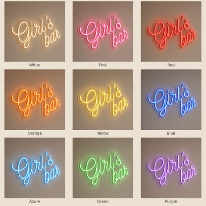 Girl's Bar LED Neon Sign - nine-color grid