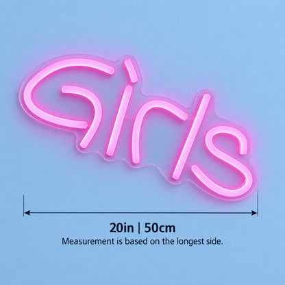 Girls LED Neon Sign - size guide