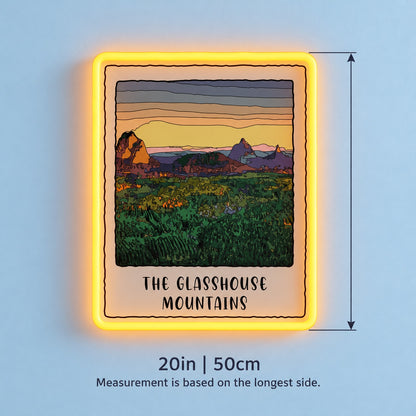 Glasshouse Mountains Landscape LED Neon Sign - size guide