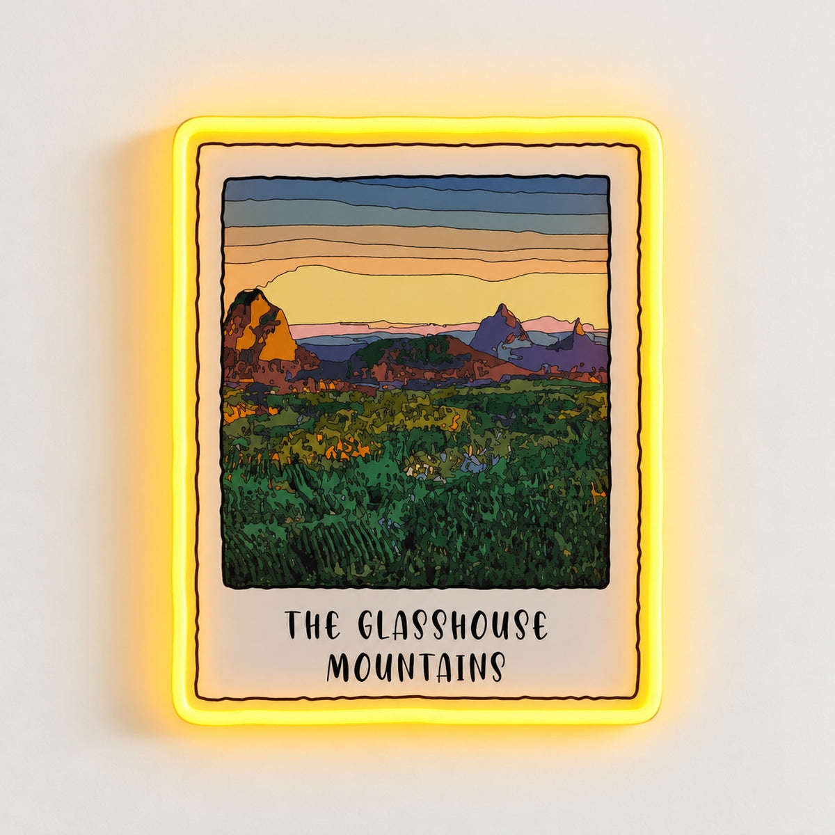 Glasshouse Mountains Landscape LED Neon Sign - natural light view