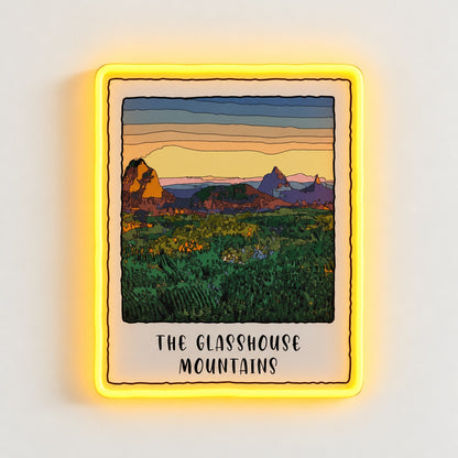 Glasshouse Mountains Landscape LED Neon Sign - natural light view