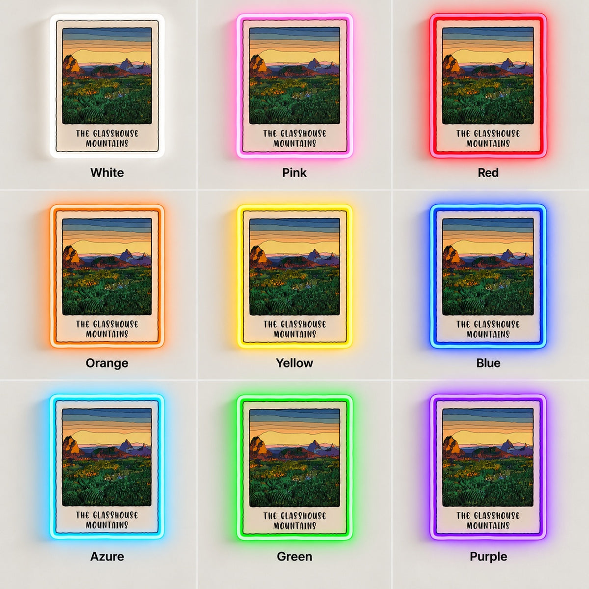 Glasshouse Mountains Landscape LED Neon Sign - nine-color grid