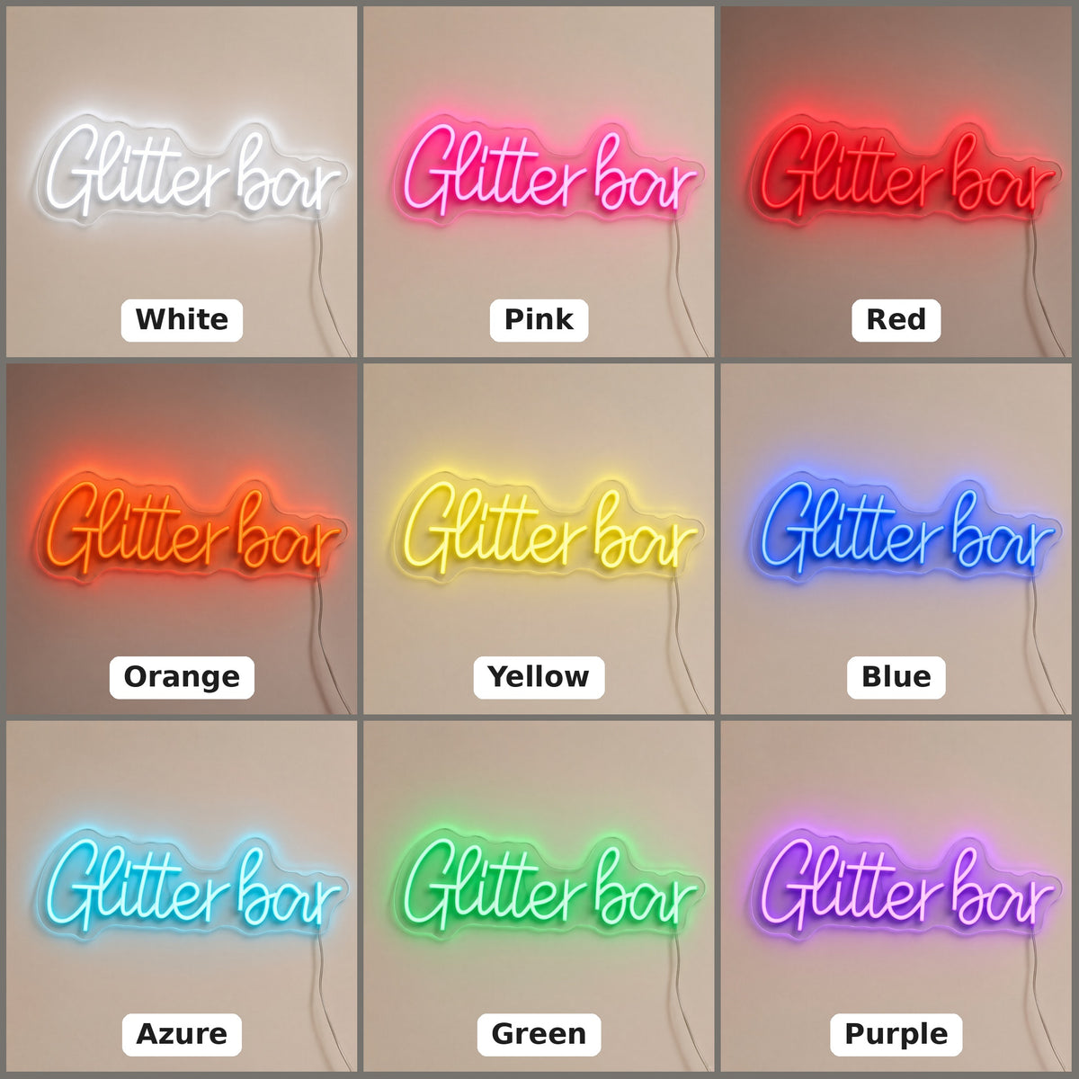 Glitter Bar Hot for Beauty Salon Girls Party Decor LED Neon Sign - nine-color grid