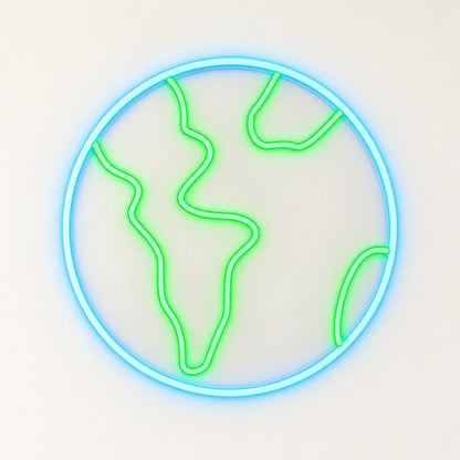 Glowing Earth Globe LED Neon Sign - natural light view