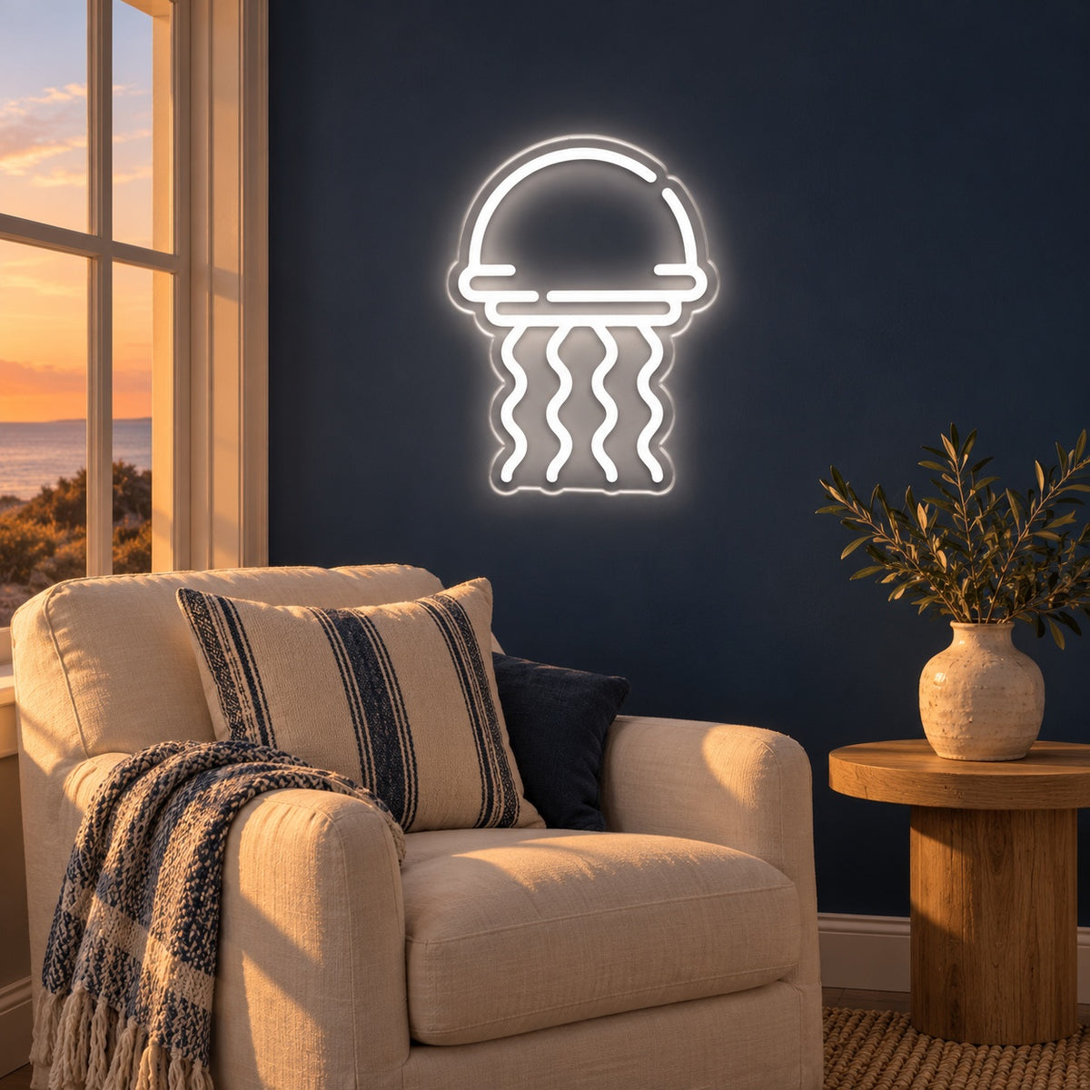 Glowing Jellyfish LED Neon Sign - advertising view
