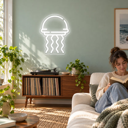 Glowing Jellyfish LED Neon Sign - lifestyle view