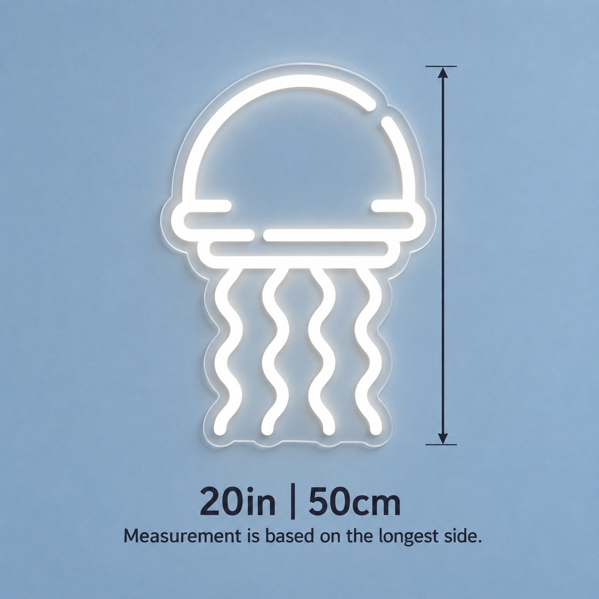 Glowing Jellyfish LED Neon Sign - size guide