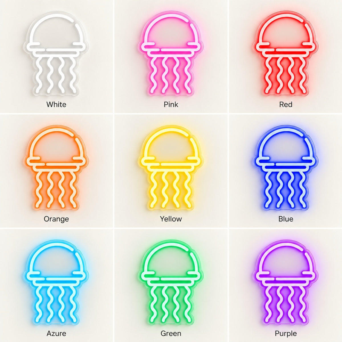 Glowing Jellyfish LED Neon Sign - nine-color grid