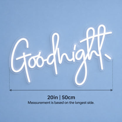Goodnight LED Neon Sign - size guide