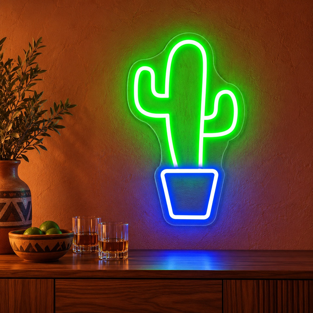 Cactus in Pot LED Neon Sign - advertising view