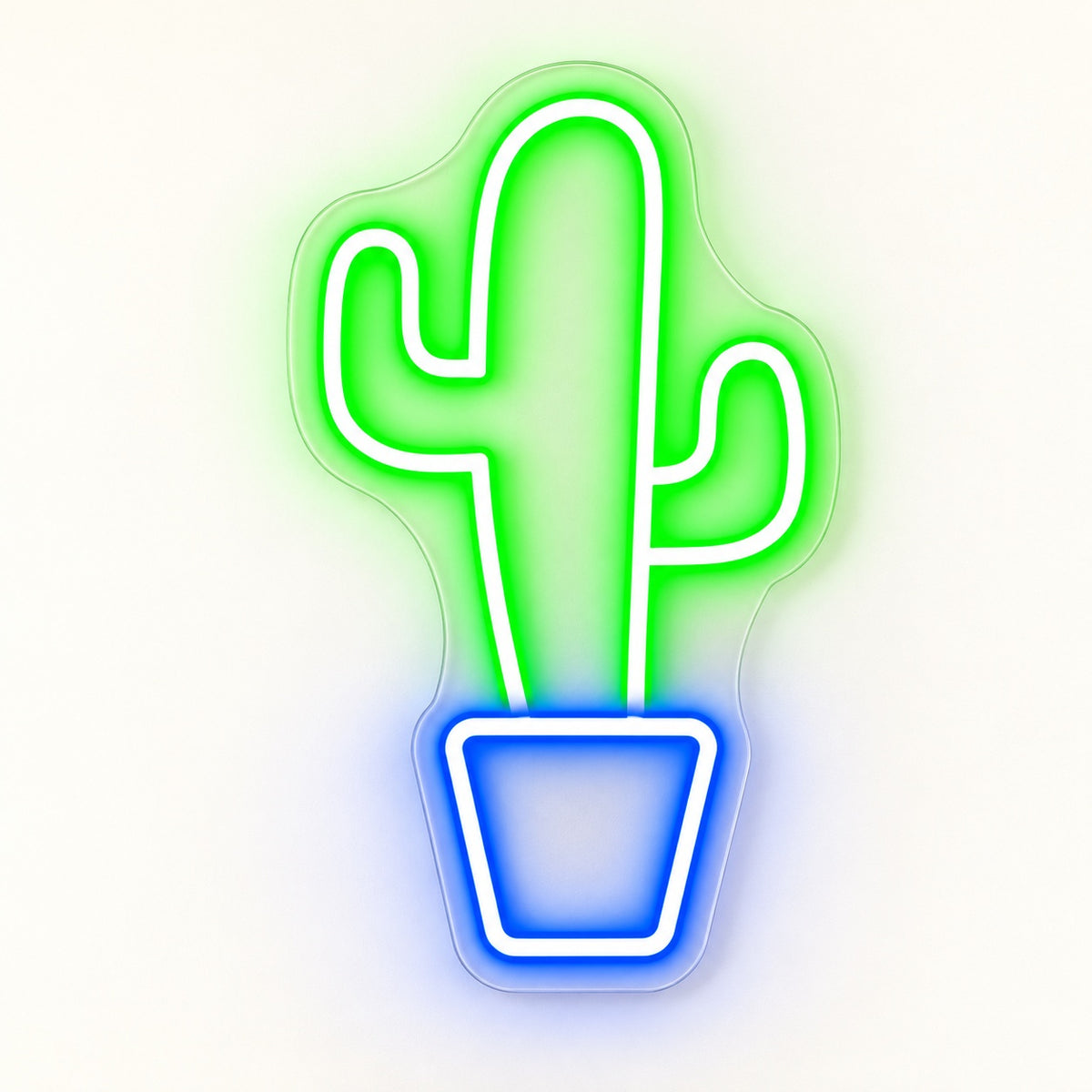 Cactus in Pot LED Neon Sign - natural light view