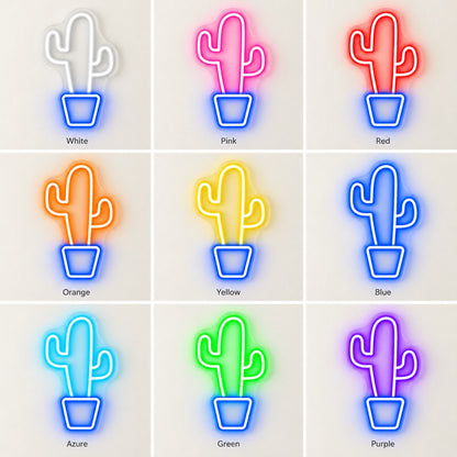 Cactus in Pot LED Neon Sign - nine-color grid