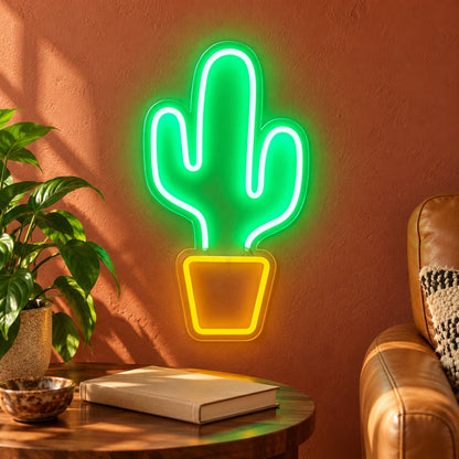 Cactus in Pot LED Neon Sign - advertising view