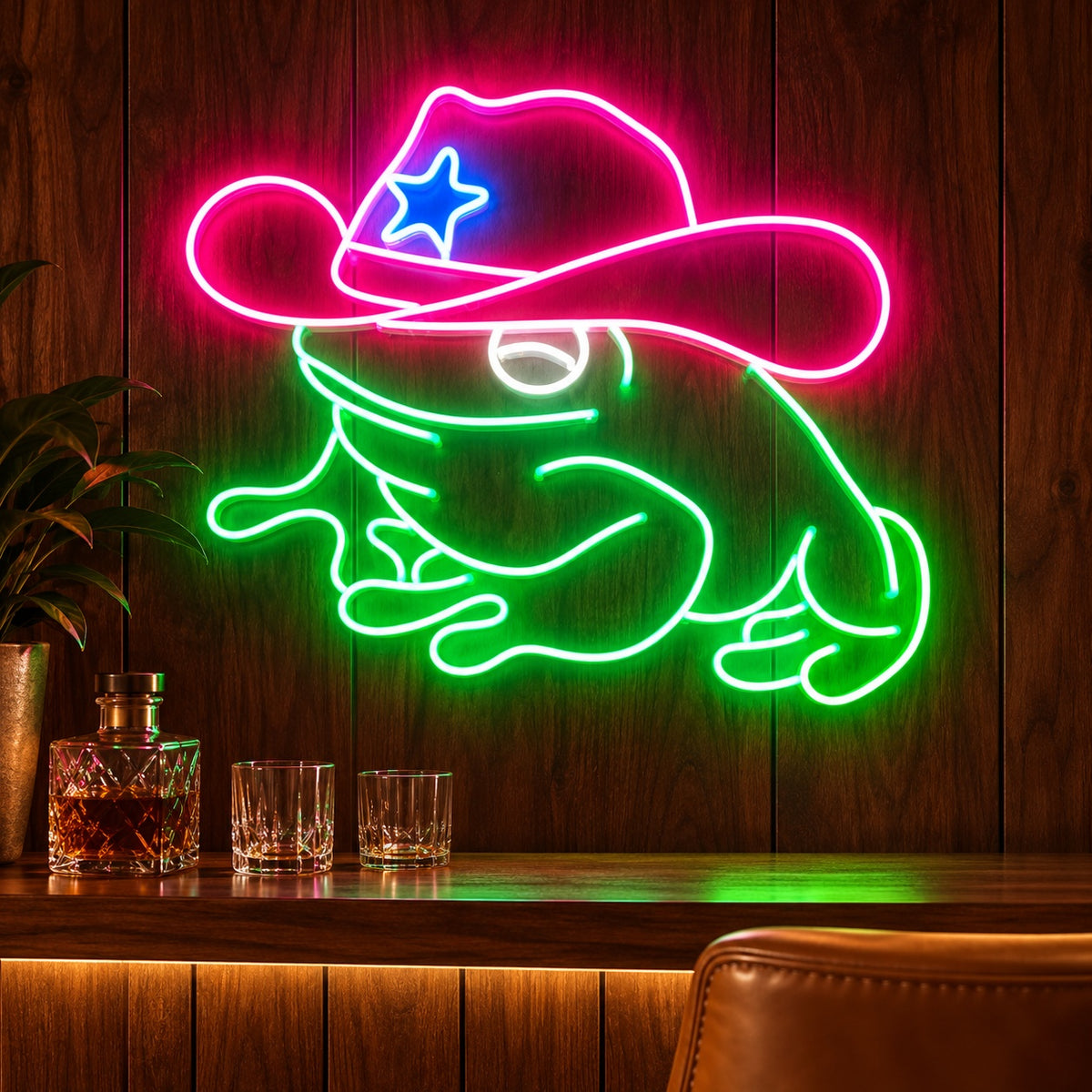 Frog with Star Hat LED Neon Sign - advertising view