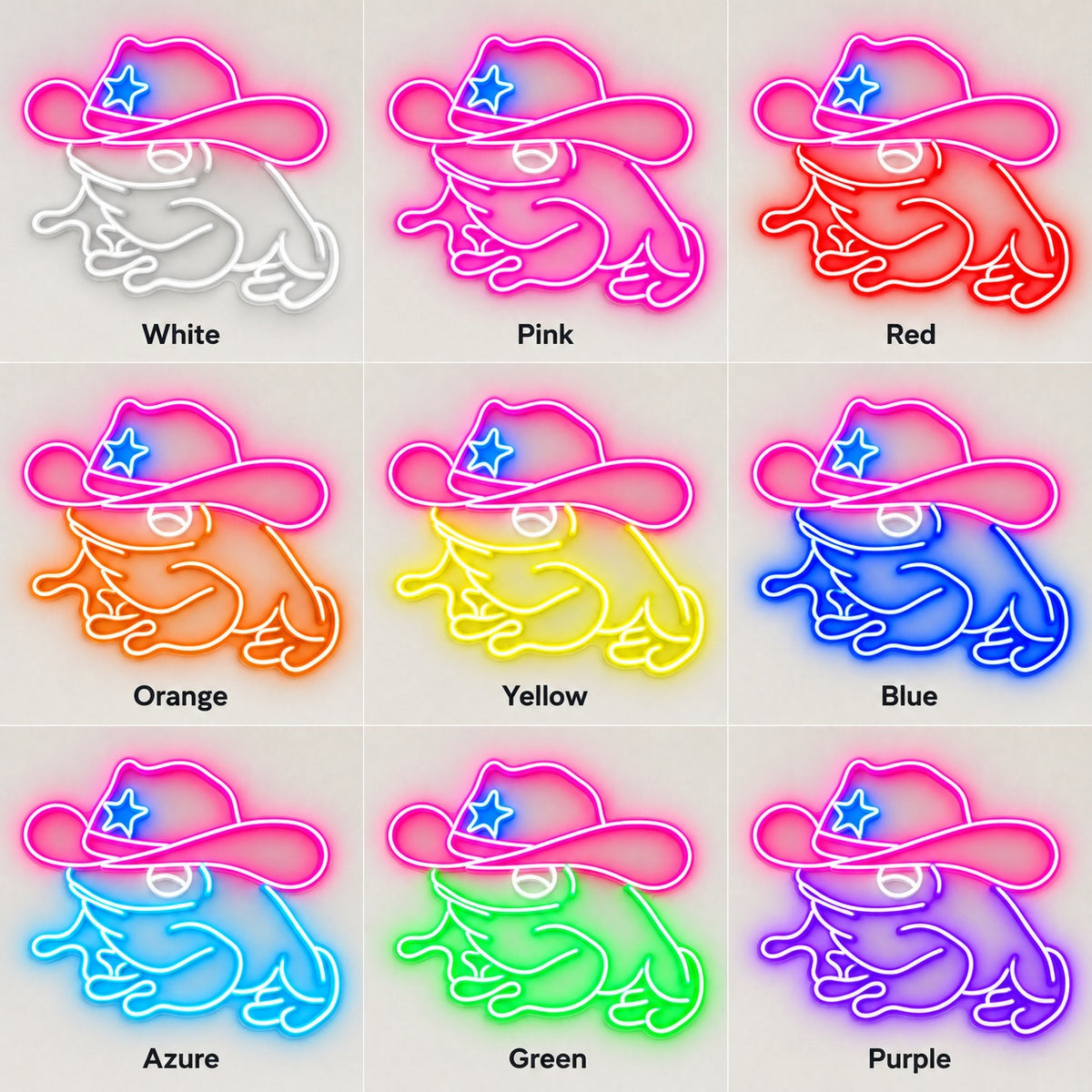 Frog with Star Hat LED Neon Sign - nine-color grid