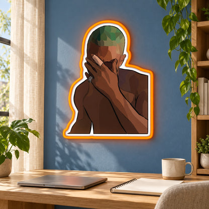 Haired Facepalm Man LED Neon Sign - lifestyle view