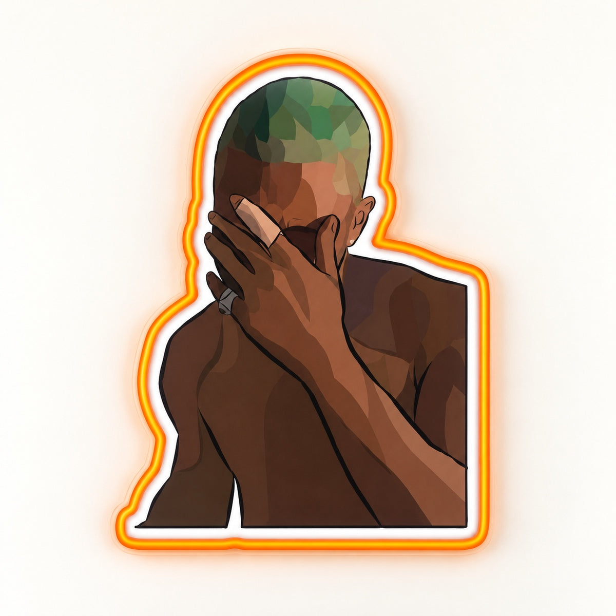 Haired Facepalm Man LED Neon Sign - natural light view