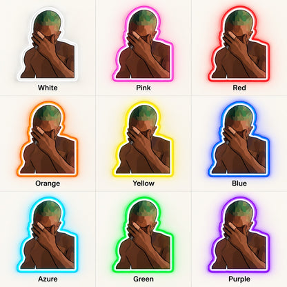 Haired Facepalm Man LED Neon Sign - nine-color grid