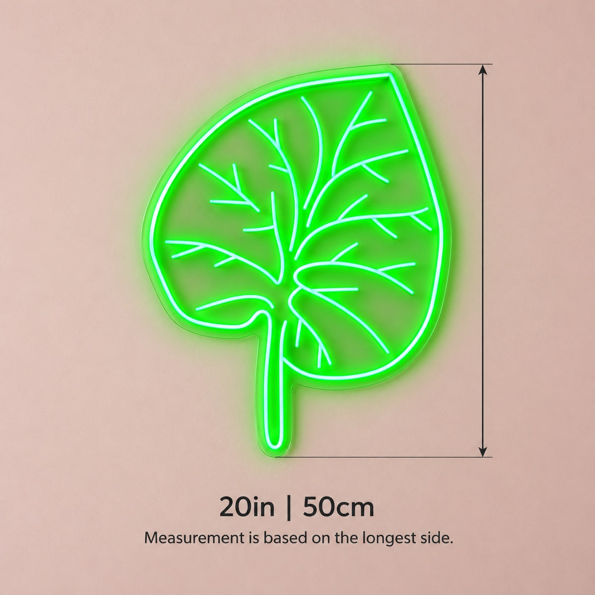 Leaf LED Neon Sign - size guide