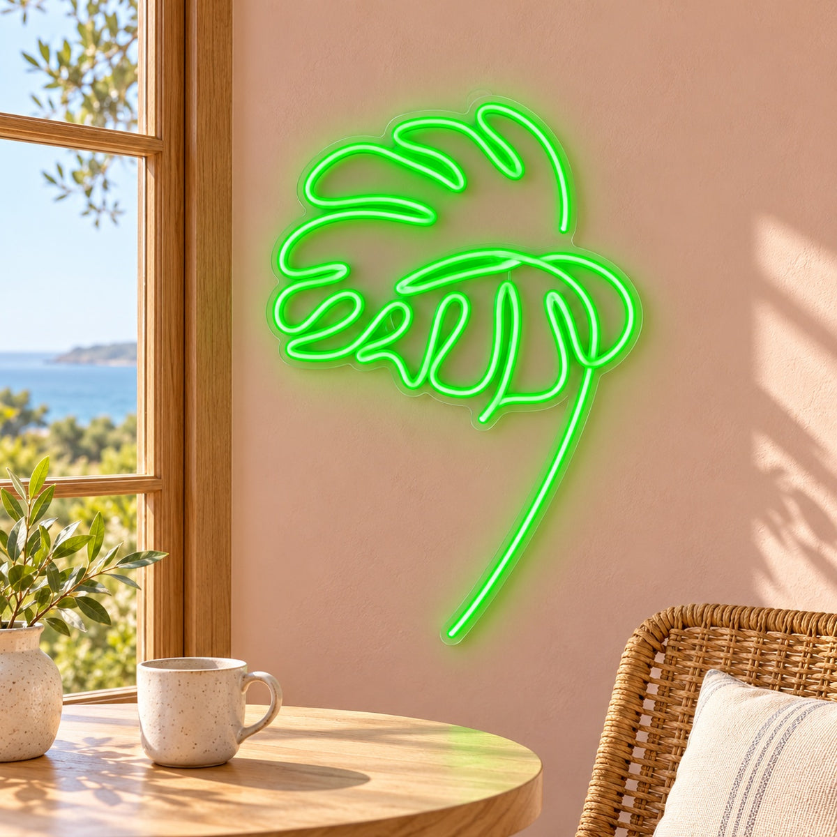 Monstera Leaf LED Neon Sign - lifestyle view