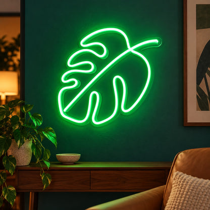 Monstera Leaf LED Neon Sign - advertising view