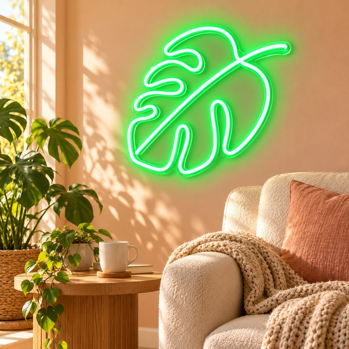 Monstera Leaf LED Neon Sign - lifestyle view