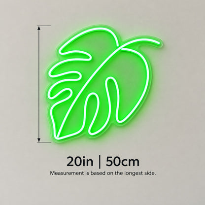 Monstera Leaf LED Neon Sign - size guide